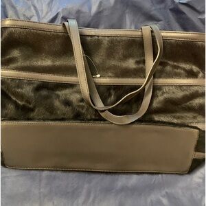 NWOT DKNY Leather and Pony Hair Tote Bag